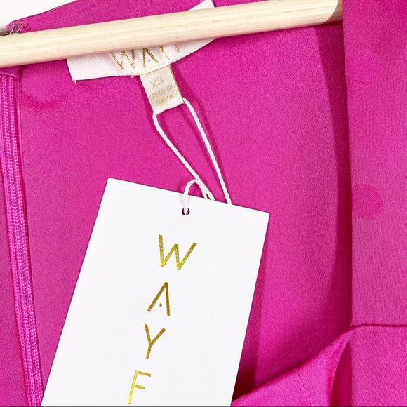 NEW WAYF Magenta Pink Polka Dot Midi Dress XS - Picture 10 of 12